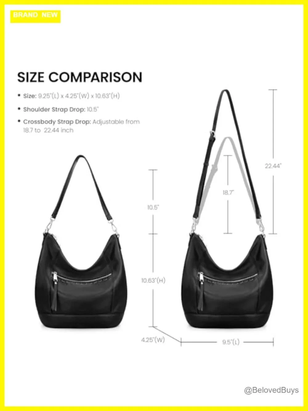 Genuine Leather Crossbody Hobo Purse with Removable Straps